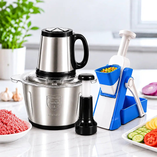 5L Electric Chopper + Vegetable Slicer Bundle - Zesstora