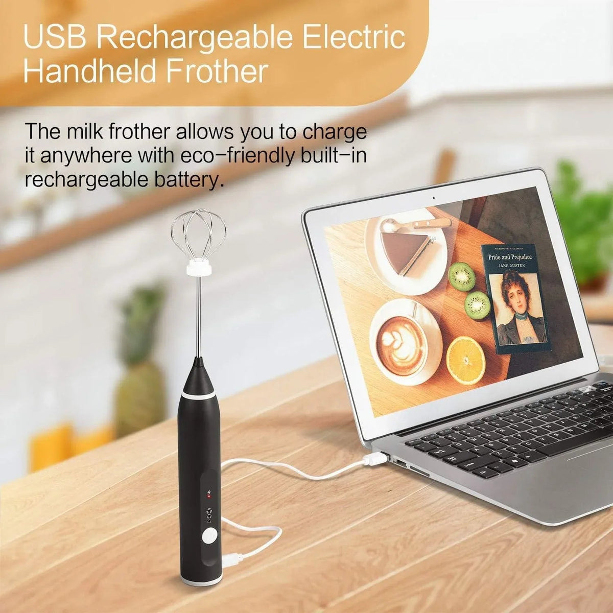 2 in 1 Rechargeable Coffee Beater | Café Style Froth in Seconds - Zesstora