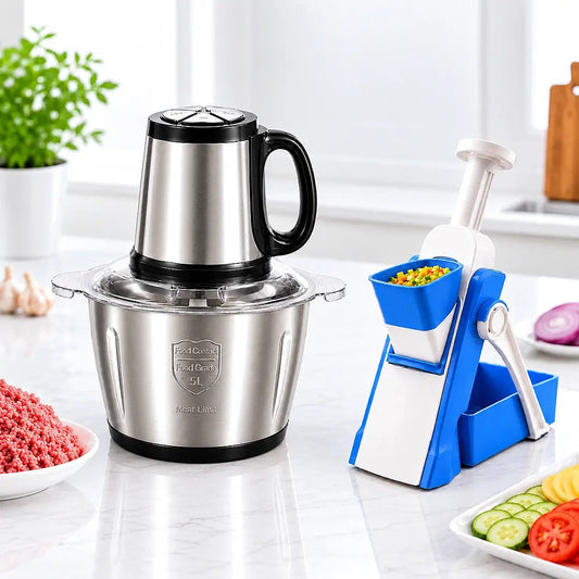5L Electric Chopper + Vegetable Slicer Bundle - Zesstora