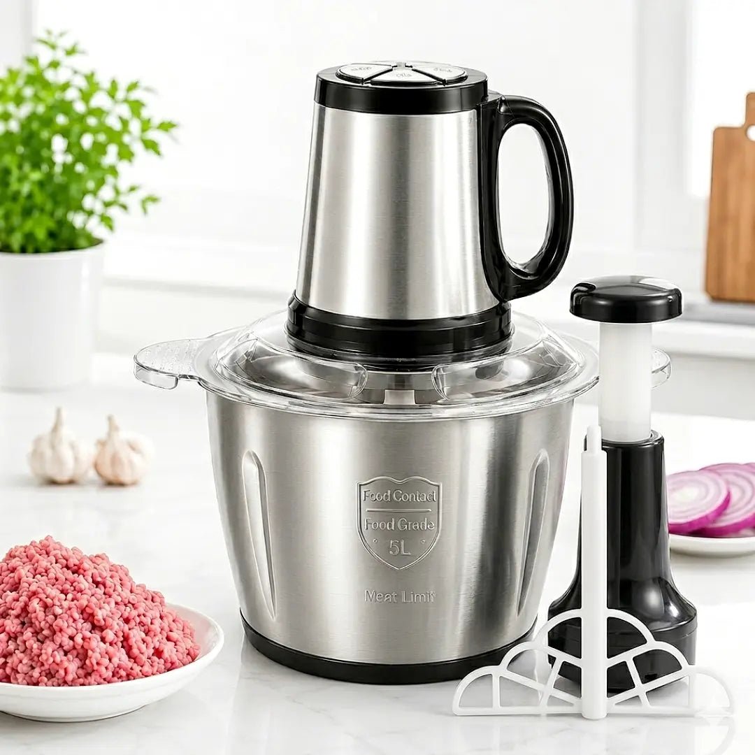 5L Heavy Duty Meat, Vegetable Electric Chopper | Stainless Steel 3 Speed Levels - Zesstora