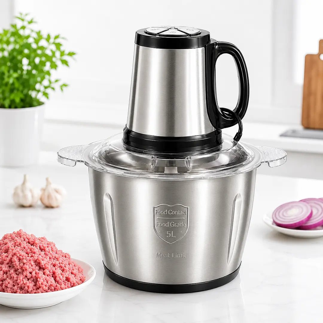 5L Heavy Duty Meat, Vegetable Electric Chopper | Stainless Steel 3 Speed Levels - Zesstora