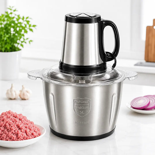 5L Heavy Duty Meat, Vegetable Electric Chopper | Stainless Steel 3 Speed Levels - Zesstora