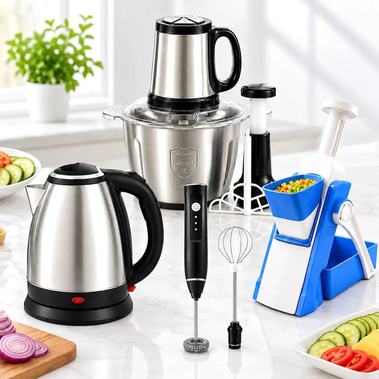 Complete Kitchen Bundle - 5L 3 in 1 Chopper + Slicer + Kettle + Egg Beater - Zesstora