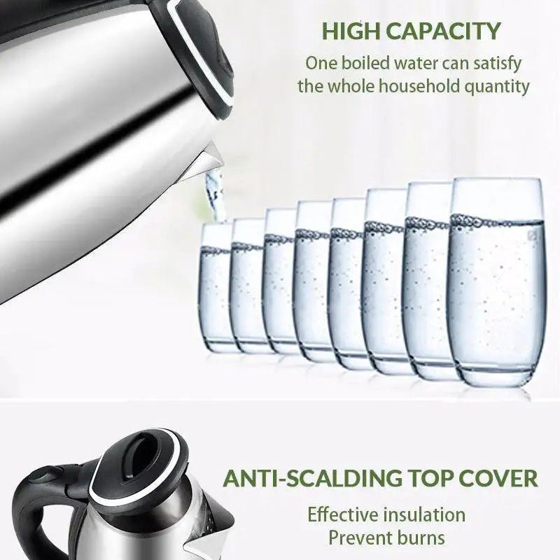 Imported Electric Kettle 2L Litre Stainless Steel 1500W - Zesstora