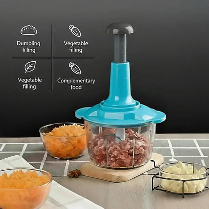 Multi-Functional Hand Press Manual Plastic Chopper 1.5L
